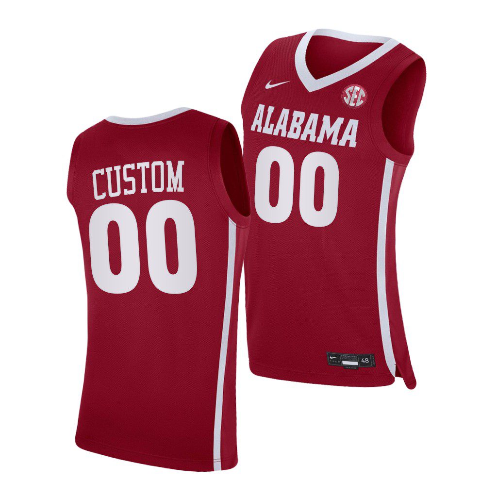 Men's Alabama Crimson Tide Custom #00 2021 Crimson Replica NCAA College Basketball Jersey